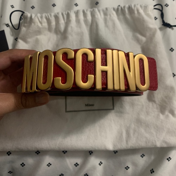 Cherry red Moschino leather belt